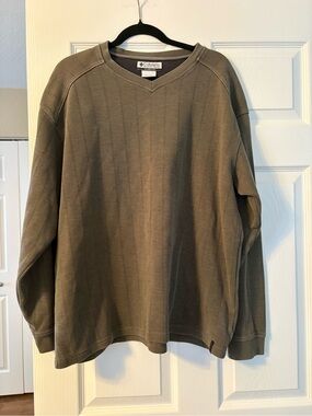 Columbia‎ Shirt Dark Taupe/Olive Green Ribbed Pullover Men’s Size XL Layering